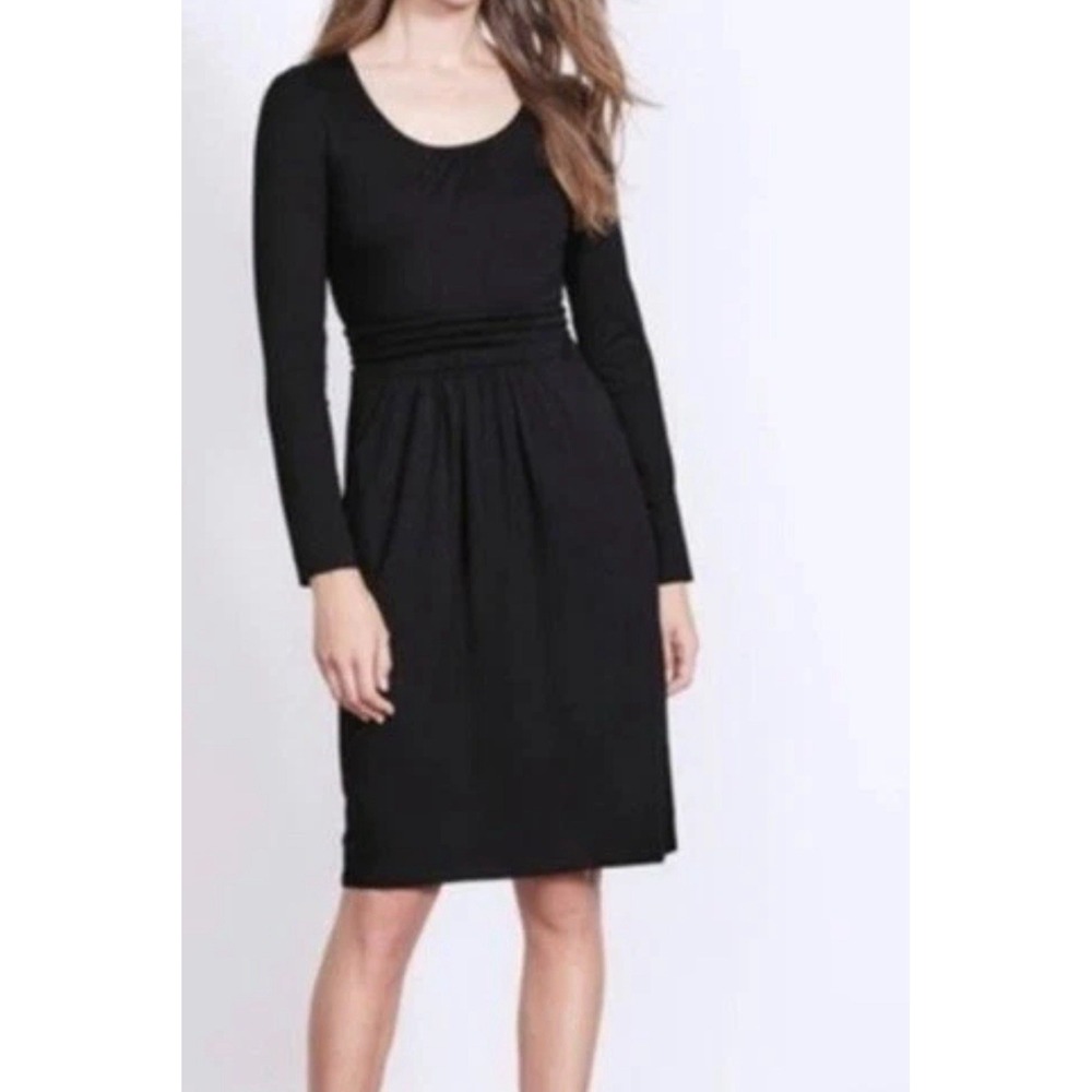 Boden‎ Alanna black knit dress long sleeve scoop neck pockets size 8P